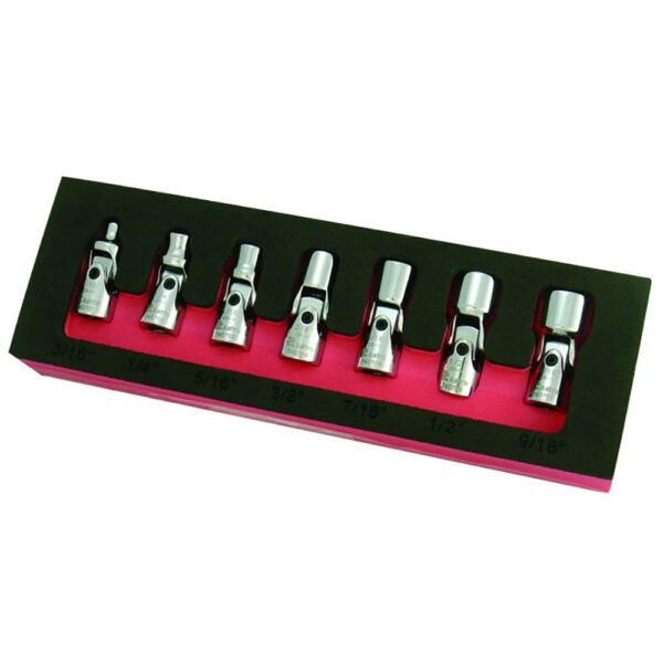 Astro Pneumatic 7PC 1/4'' Drive Flex Socket Set, 6 Point, SAE 7407